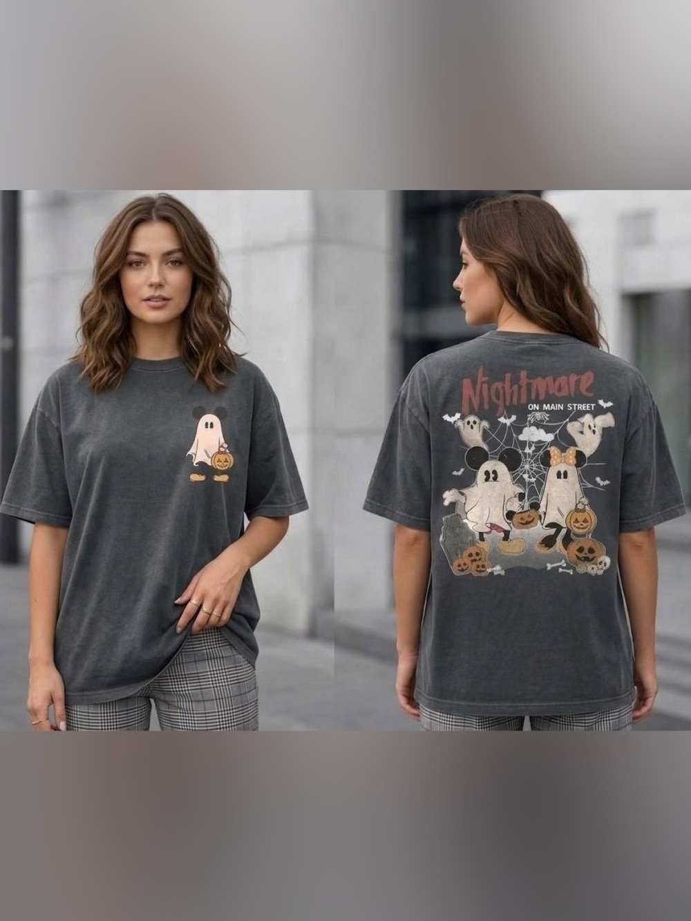 Nightmare On Main Street Halloween Shirt | Vintage Wash Front Back Graphic Tee